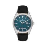 Mens Silver-tone Watch With Turquoise Textured Dial