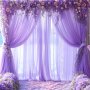 Elegant Sheer Curtain Backdrop 199.9CM X 159.77CM - Perfect For Weddings Parties & Events - Polyester No Power Needed