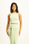 Hazel High Neck Crop Top - Smoke Green - S