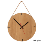 Finn Wall Clock In Oak - 300MM Dia Clear Varnish Bold Red Second Hand