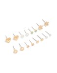 Goldair Gold Pearl & Flower Earrings 8-PACK