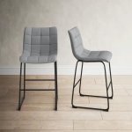 Set Of 5 Velvet Pub Height Bar Stools
