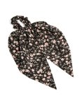 Black & Pink Printed Flower Scarf Scrunchie