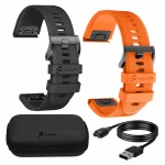 Focusfit 26MM Easyfit Silicone Straps Bundle For Garmin Fenix 7X 6X 5X