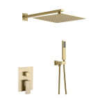Finish B Series - Brushed Gold Square Concealed Shower Set With Hose