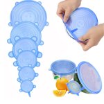 6PCS Silicone Stretch Lids Food Bowl Covers Reusable Food Saving Covers Stretchable Multifunctional Fruit And Vegetable Fresh-ke