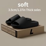 Men's Solid Color Open Toe Breathable Chunky Slippers Comfy Non Slip Durable Anti Odor Eva Slides Men's Indoor Footwear