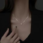Elegant Faux Pearl Pendant Necklace - Vintage-inspired Clavicle Chain For Girls Alloy