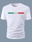 Italia Print Men's Graphic Design Crew Neck Active T-Shirt Casual Comfy Tees Tshirts For Summer Men's Clothing Tops For Daily Gy