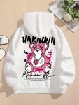 Women's Cute Cartoon Bear Print Hoodie Adjustable Drawstring With Pocket Comfortable Casual Sport Sweatshirt For Fall winter Cas