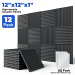 12 Packs Acoustic Foam Panels 2.54CM X 30.48CM X 30.48CM Studio Soundproofing Wedges Fire Resistant Sound Proof Padding Acoustic
