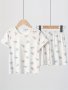 2 Pcs Girls Cute Pajama Sets Bow Letter Print Short T-Shirts & Shorts Comfortable & Cute Style Princess Pajamas For Girls Cozy Loungewear