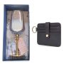 Gentleman's & Father's Champagne Glass And Genuine Leather Wallet Gift Set