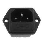 Iec Kettle Panel Mount Male - Male With Fuse Holder