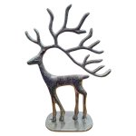 Metal Sculpted Deer Figurine Silver 32CM
