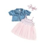 Pink Heart Dress With Soft Denim Jacket 2-3Y - The Purple Lovey