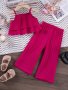 Baby's Trendy Solid Color 2pcs Summer Outfit Layered Cami Top & Textured Wide Leg Pants Set Toddler & Infant Girl's Clothes For Daily/Holiday/Party