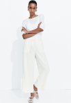 Straight Drawstring Trousers - Cream