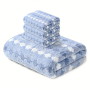 4 Pieces Coral Velvet Fashion Bath Towel Set Soft Bath Towel - Blue