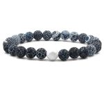 Natural Black & White Agate Stone Bracelet With Howlite