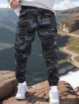 Men's Camouflage Print Cargo Pants With Pockets Lightweight Comfy Pants For Outdoor Activity