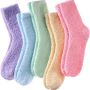 Non Slip Socks For Women With Grips Fuzzy Cozy Skid Slipper Socks - 5 Pairs