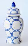 White & Blue Circles Temple Jar – 35X17CM