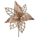 Xmas Champagne With Glitter Poinsettia Branch 26X45CM