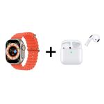 Orange Smart Watch & Tws Wireless Earphones Combo
