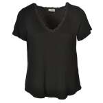 Fringe Neck Line T-Shirt - Black Free