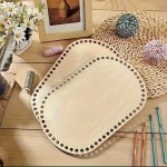 2PCS Wooden Crochet Composition Bag Base Diy Basket Composition For Crafts Making Home Decoration