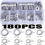 180PCS Stainless Steel Flat Washer & Oil Tank Plug Assortment Kit - Essential Auto Repair Tools Small Engine Repair Tools Car Re