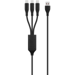 Volkao Nova Series USB A To 2 USB C And Lightning Cable 100W 1.2M Tpe-black