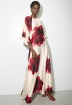 Dolman Sleeve Pleated Maxi Dress - Multi