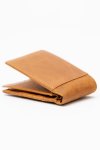 Camel Mountain Genuine Leather Tri-fold Stitch Detail Wallet With Coin Pouch Tan
