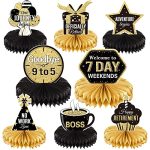 Chinco 8 Pieces Retirement Party Decorations Retirement Table Centerpiece Honeycomb Gold And Black Decor Happy Farewell Gatherin
