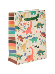 Medium Smiling Rainbow Pattern Gift Bag With Ribbon Handles - None Dino