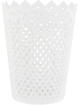 Large White Round Crochet Design Planter - None None