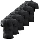 Niksa Men's Compression Shirts 5 Pack Short Sleeve Athletic Compression Tops Cool Dry Workout T Shirt Dark Black