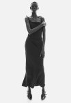 Tie-detail Satin Slip Dress - Black