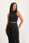 Hazel High Neck Crop Top - Black - S