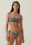 Cotton On Fixed Tie Side Cheeky Bikini Bottom - Dusty Khaki