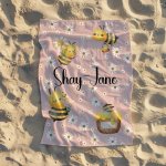 Swimming bath Towel Bee Minimalistic Dusty Pink And Honey Bee