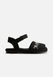 Ankle-strap Sandals - Black Flowers