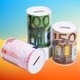 1PC Iron Piggy Bank With Currency Design Cute Unique Gift Pattern Randomly Shipped