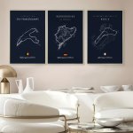 3PCS Unframed Canvas Poster Racing Circuit Map Painting Canvas Wall Art Artwork Wall Painting For Gift Bedroom Office Living Roo