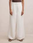 Matilda Petite Linen Blend Wide Leg Pants - 16 Porcelain