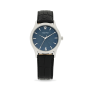 Men&apos S Silver Toned Black Leather Watch