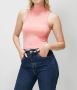 Women's Racer Turtle Neck Cropped Vest - Candy Pink
