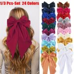 1PC 3PCS Elegant Retro Classic Versatile Ribbon Bow Hair Barrettes Women Girls Princess Style Casual Leisure Hair Accessories Gi